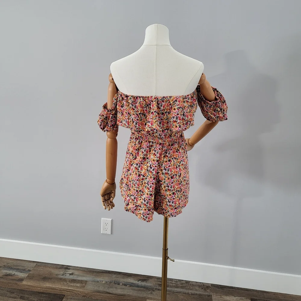 Roxy Another Day Off Shoulder Romper Boho Beach Cover Up Summer - Picture 2 of 12